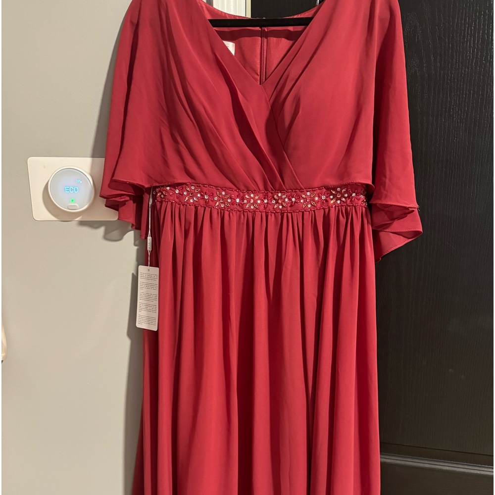 A-line v-neck ankle length chiffon mother of the bride/evening dress
